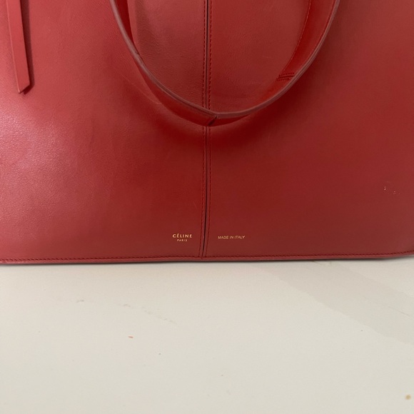 Celine Bag Medoum Trifold Red Leather Tote - Picture 4 of 16